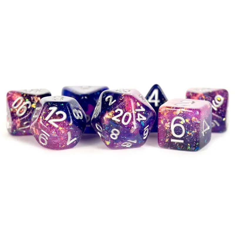Metallic Dice Games 7ct Polyhedral Dice Set Eternal Purple-Blue with White