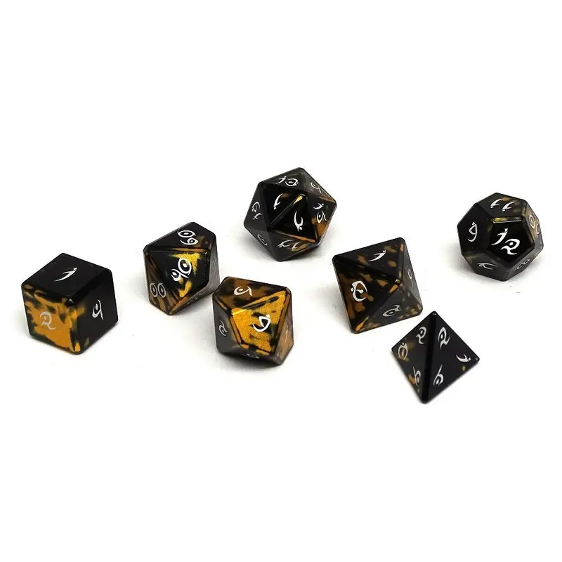 Norse Foundry Aluminum Elite Dice of the Elvenkind 7pc Polyhedral Dice Set - Gold