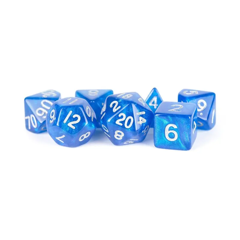 Metallic Dice Games 7ct Polyhedral Dice Set Stardust Blue w/ Silver