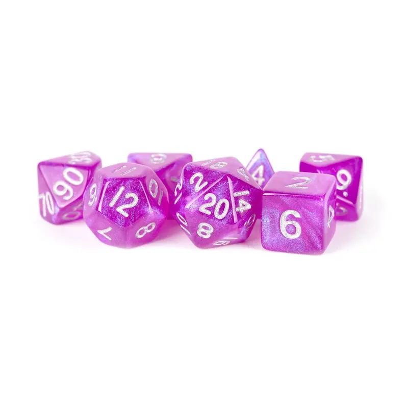 Metallic Dice Games 7ct Polyhedral Dice Set Stardust Purple w/ Silver