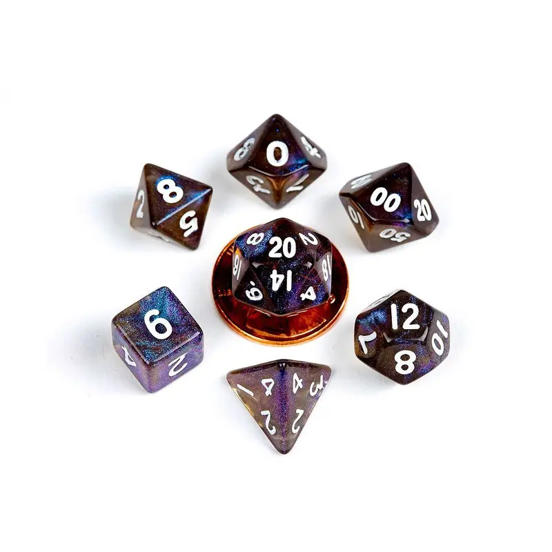 Metallic Dice Games 7ct 10mm Mini Polyhedral Dice Set Stardust Galaxy