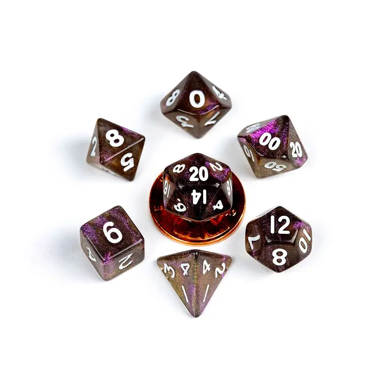 Metallic Dice Games 7ct 10mm Mini Polyhedral Dice Set Stardust Supervolcano