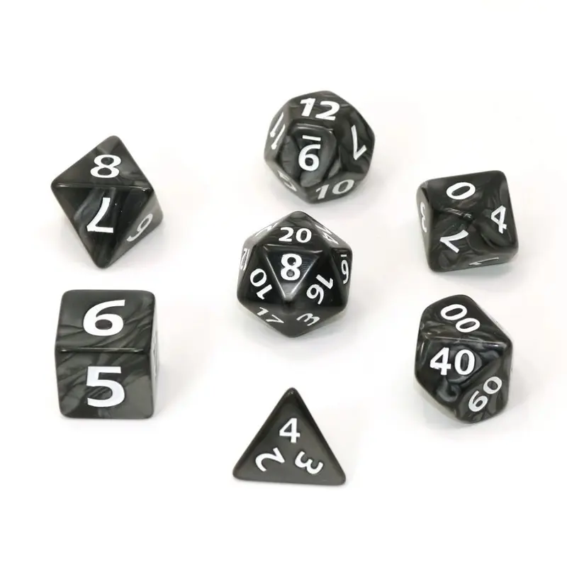 Die Hard Dice 7ct Mega Dice - Black Swirl w/ White