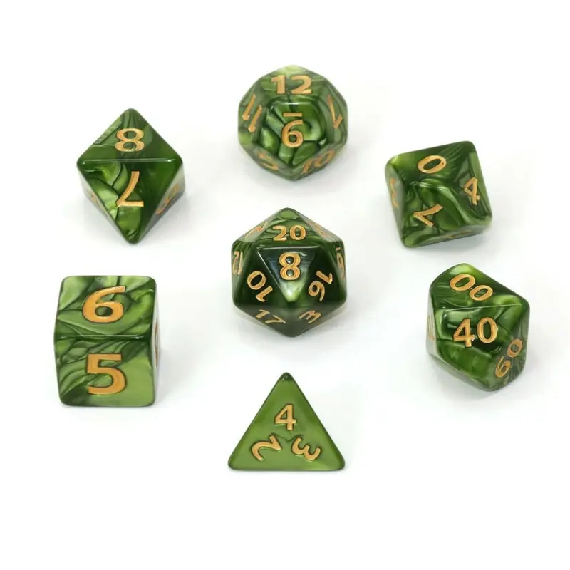 Die Hard Dice 7ct Mega Dice - Green Swirl w/ Gold