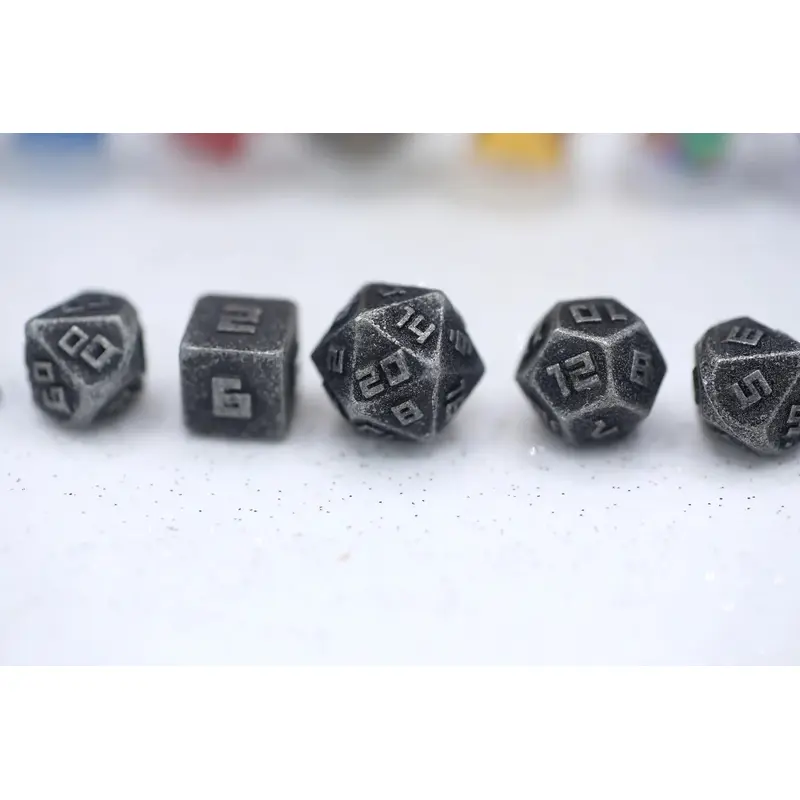 10MM Mini Metal RPG Dice Set - Ancient Silver