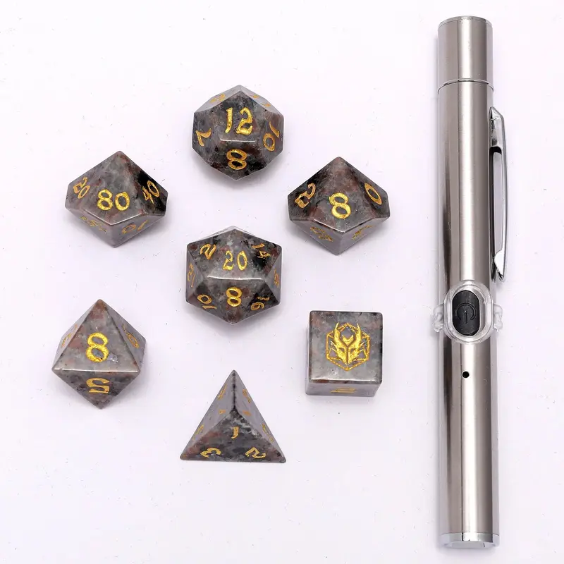 Dragon's Hoard Gem Stone Polyhedral Dice Set - Yooperlite UV Light Reactive