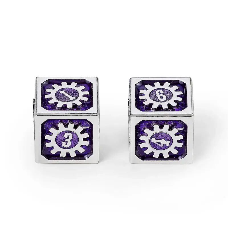 Cogcraft Fidget D6 - Chrononaut - Purple & Silver