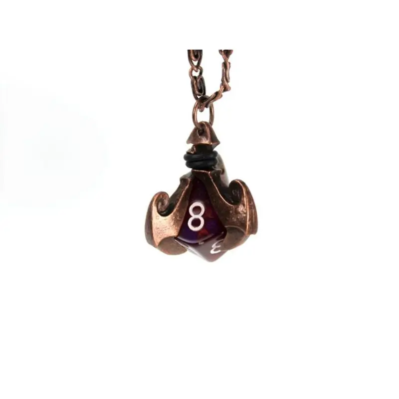 Dice Holder Jewelry Claw D10 Pendant in Old Copper