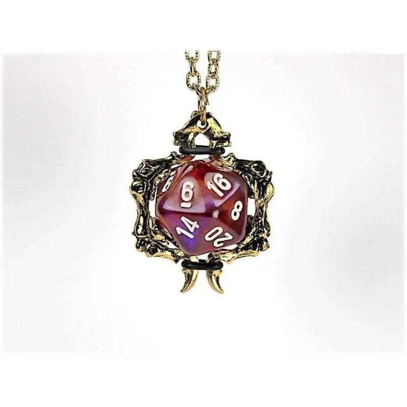 Dice Holder Jewelry Bones D20 Pendant in Gold