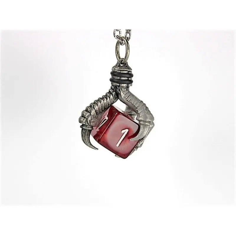Dice Holder Jewelry D6 Pendant in Old Silver