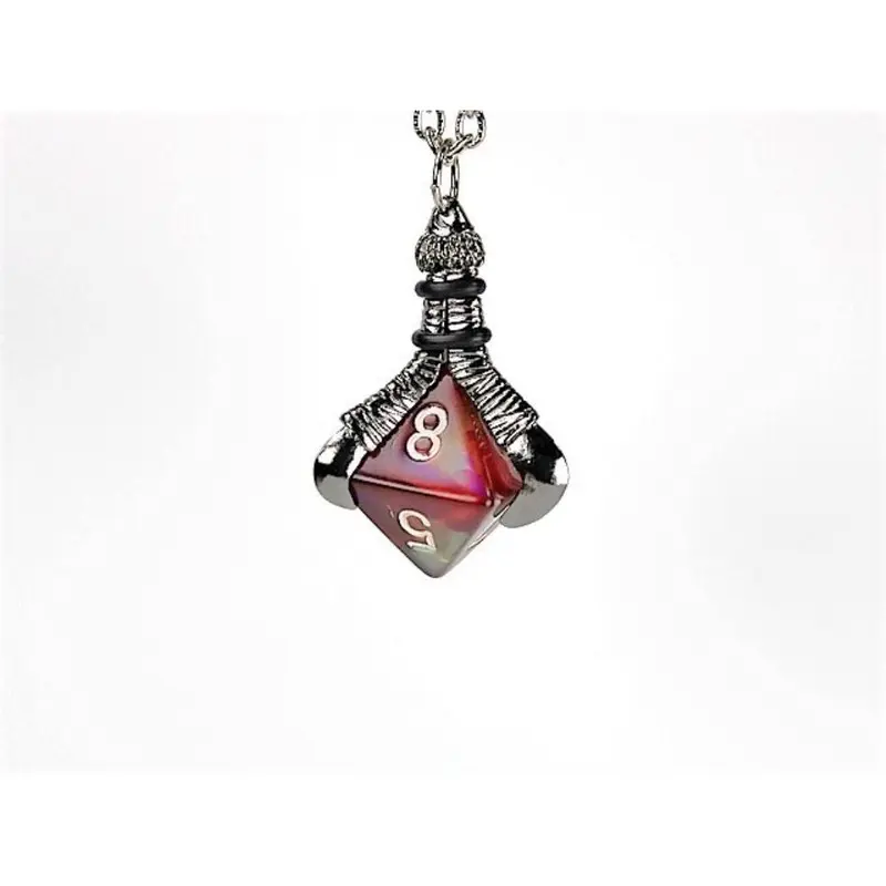 Dice Holder Jewelry D8 Pendant in Gunmetal Grey
