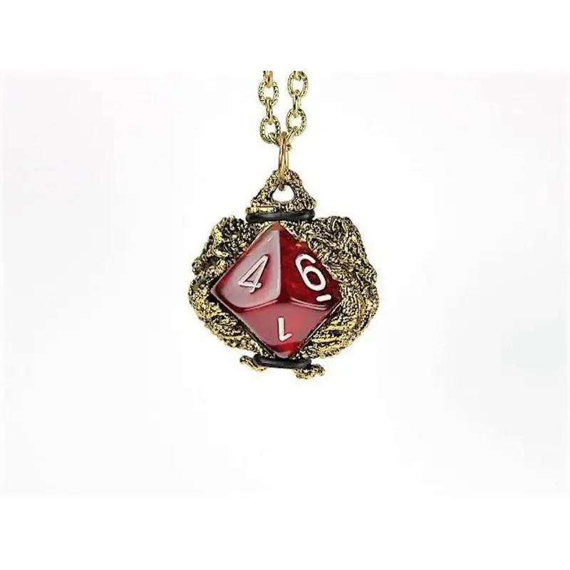 Dice Holder Jewelry Dragons D10 Pendant in Gold