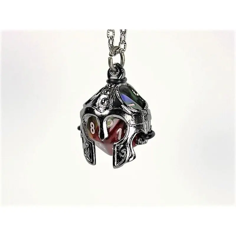 Dice Holder Jewelry Helmet D20 Pendant in Gunmetal Grey
