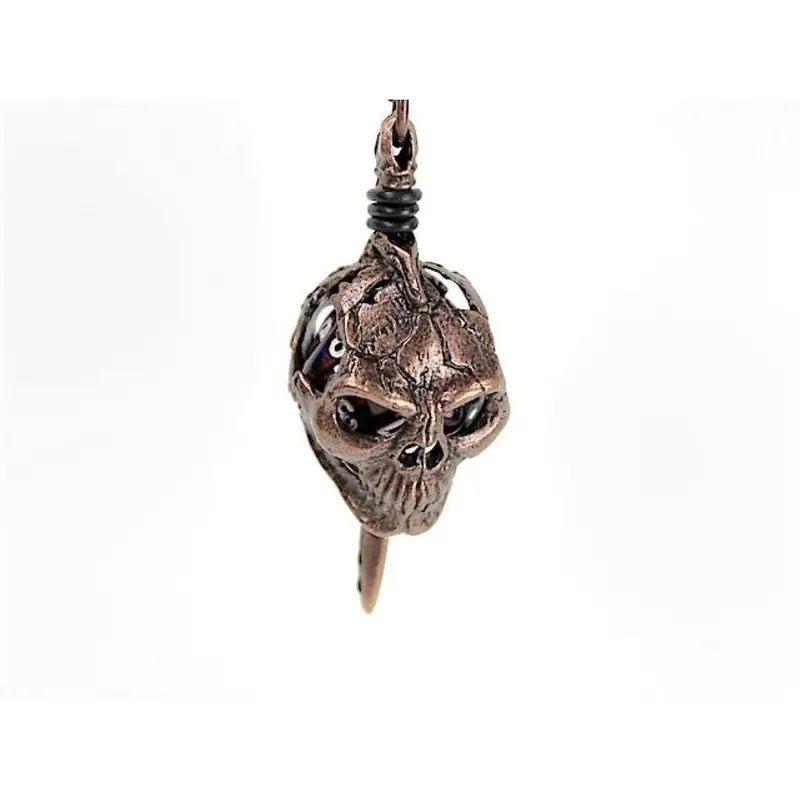 Dice Holder Jewelry Skull & Dagger D20 Pendant in Old Copper