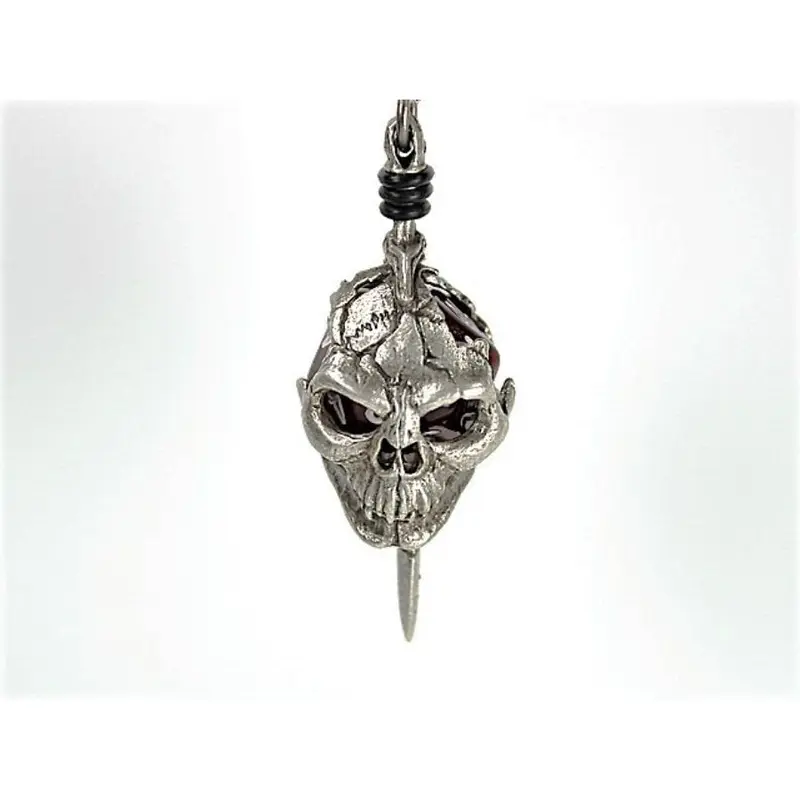 Dice Holder Jewelry Skull & Dagger D20 Pendant in Old Silver