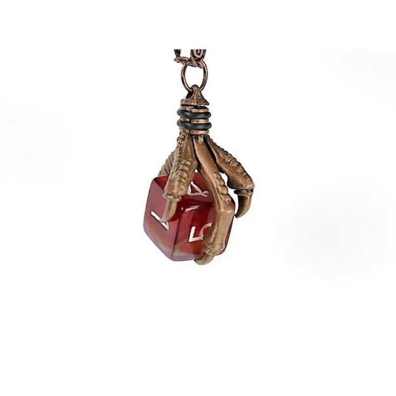 Dice Holder Jewelry D6 Pendant in Old Copper