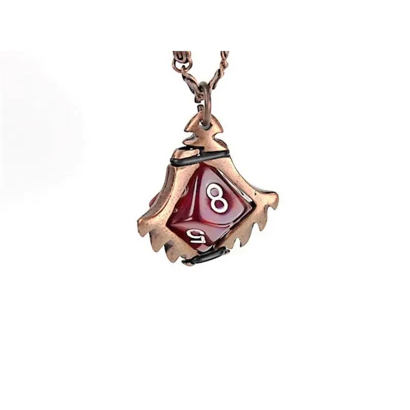 Dice Holder Jewelry Serrated Blade D10 Pendant in Old Copper