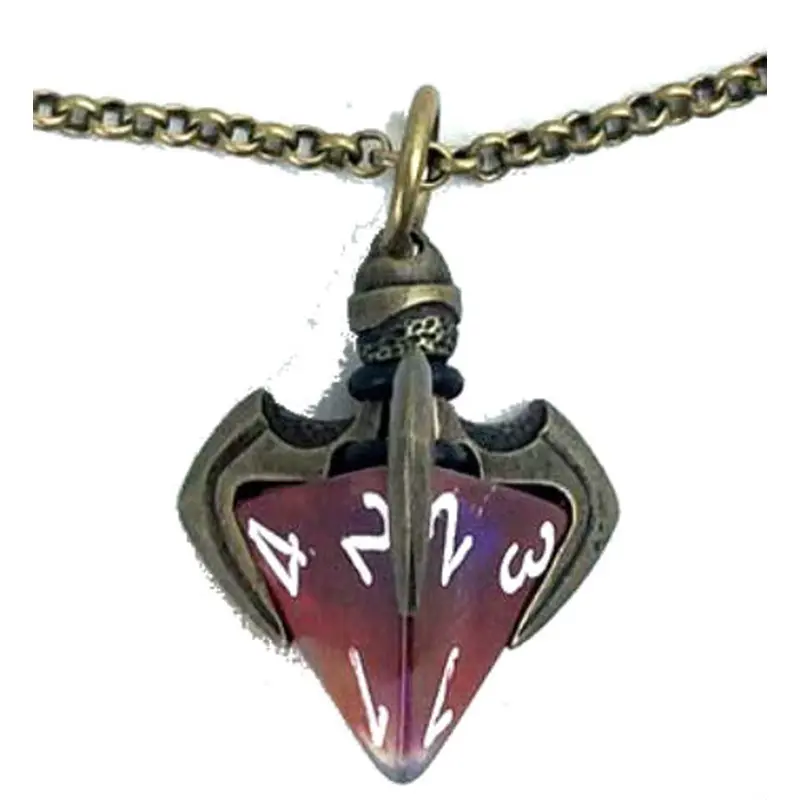 Dice Holder Jewelry Blade Claw D4 Pendant in Old Brass