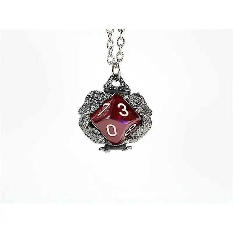 Dice Holder Jewelry Dragons D10 Pendant in Gunmetal Grey
