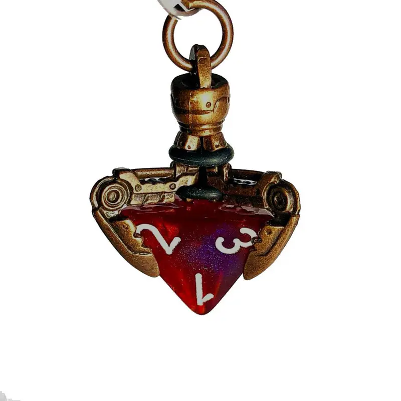 Dice Holder Jewelry Tekno D4 Pendant in Old Brass