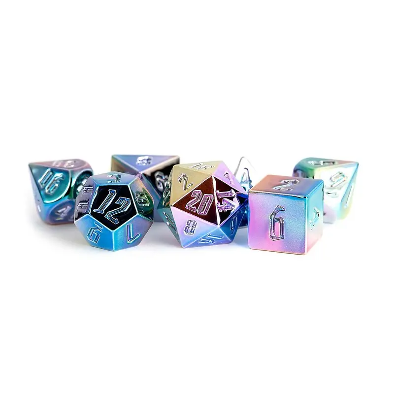 Rainbow Aegis Uninked 16mm Aluminum Plated Acrylic Poly Dice Set