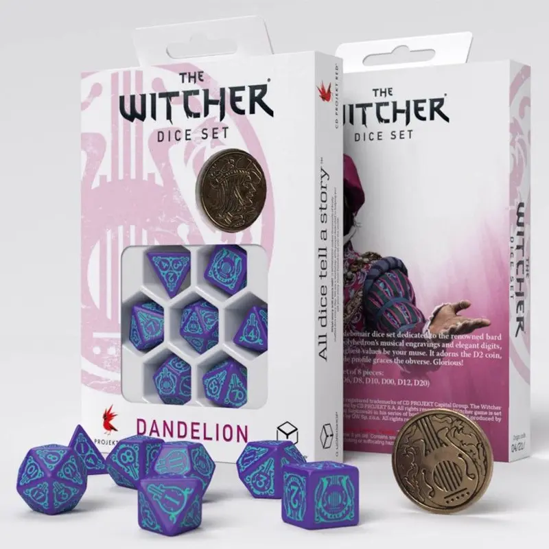 Q-Workshop The Witcher 7ct Polyhedral Dice Set Dandelion Half Century of Poetry