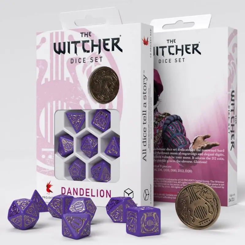 Q-Workshop The Witcher 7ct Polyhedral Dice Set Dandelion Vicount de Lettenhove