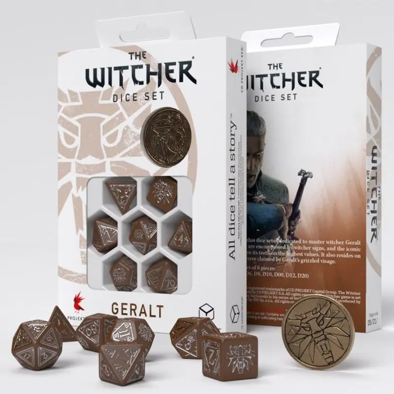 Q-Workshop The Witcher 7ct Polyhedral Dice Set Geralt Roach's Companion