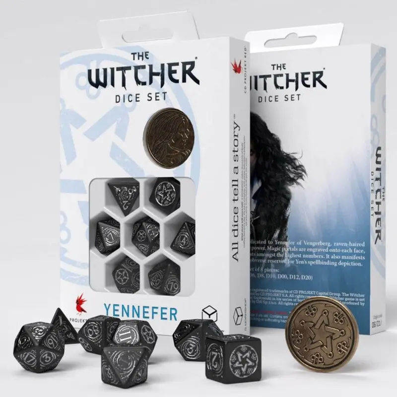 Q-Workshop The Witcher 7ct Polyhedral Dice Set Yennefer The Obsidian Star