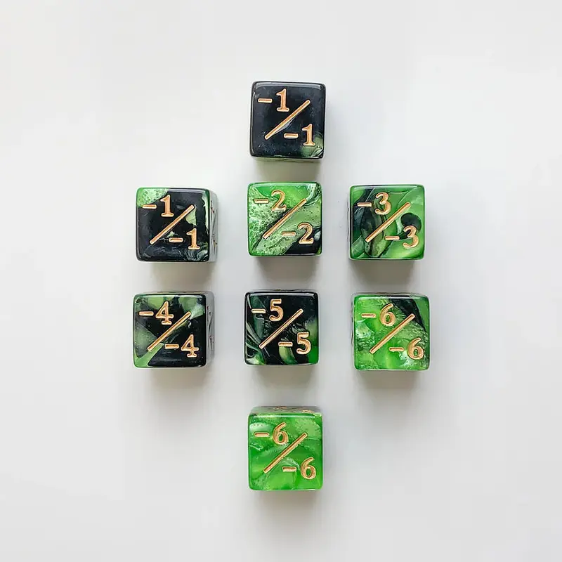 Green & Black -1/-1 Counters Set of 8