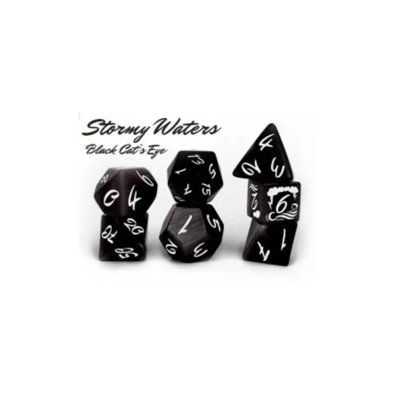 Level Up Dice Stormy Waters Black Cats Eye 7ct Dice Set