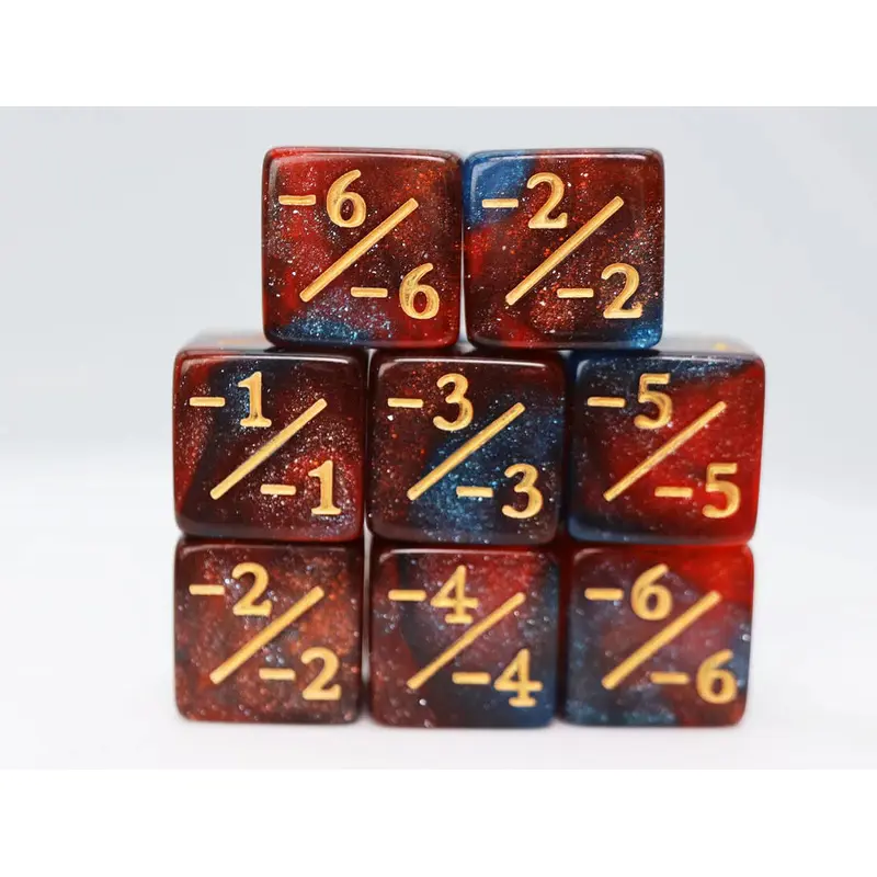 Red Blue Glitter -1/-1 Counters Set of 8