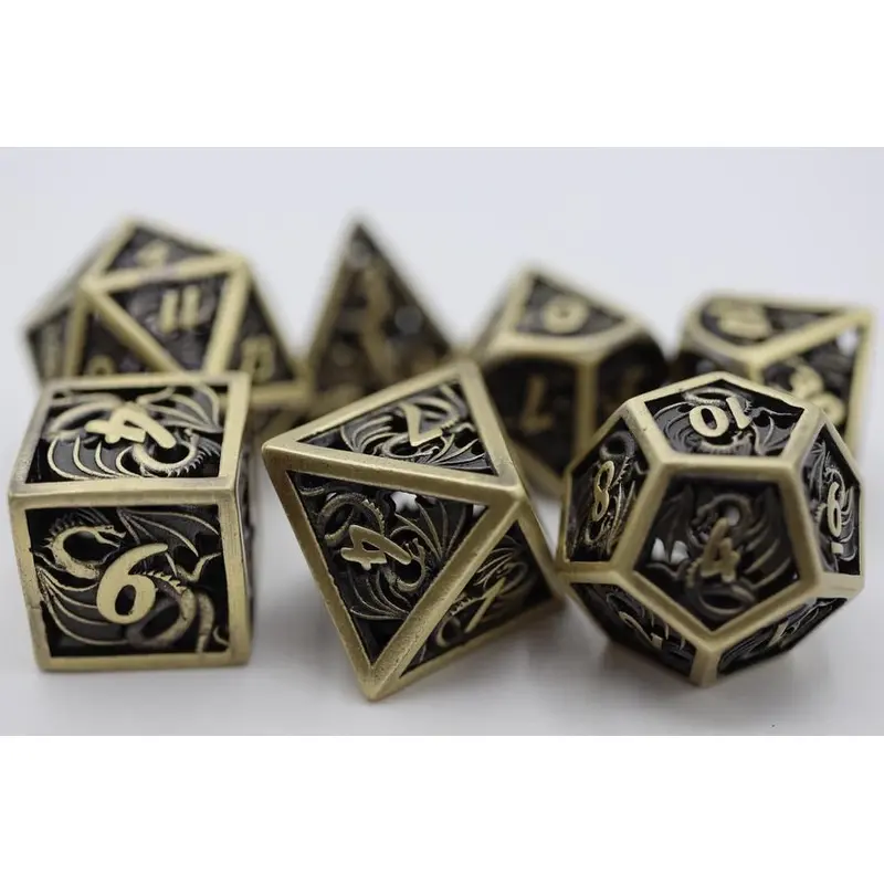 Hollow Dragon 7ct Dice Set - Bronze