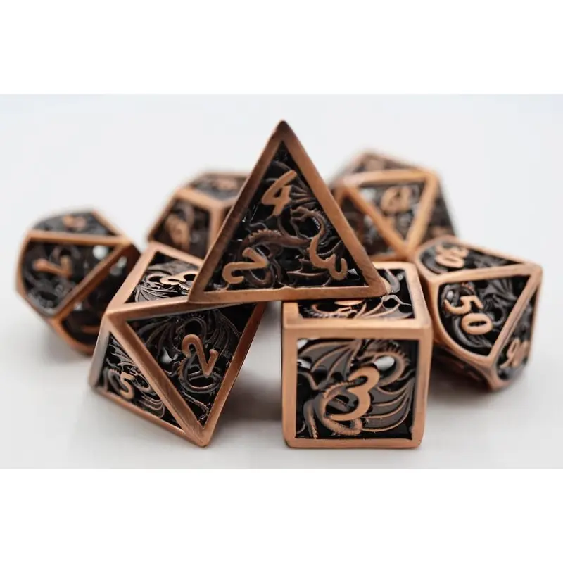Hollow Dragon 7ct Dice Set - Copper