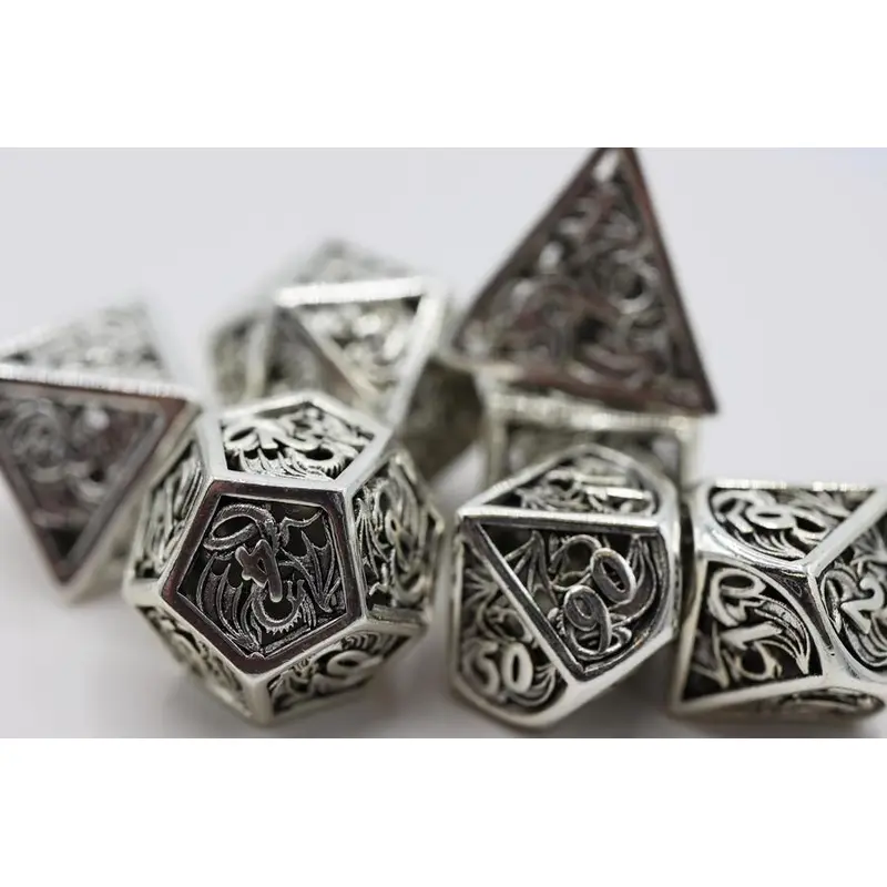 Hollow Dragon 7ct Dice Set - Mithril