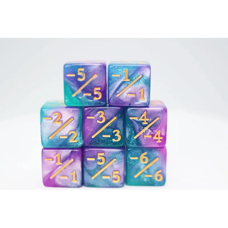 Light Blue & Purple Glitter -1/-1 Counters Set of 8