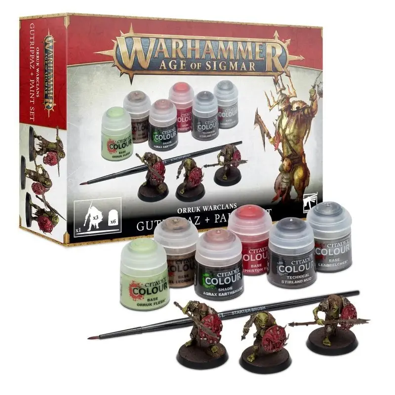 Age of Sigmar Orruk Warclans Gutrippaz + Paint Set