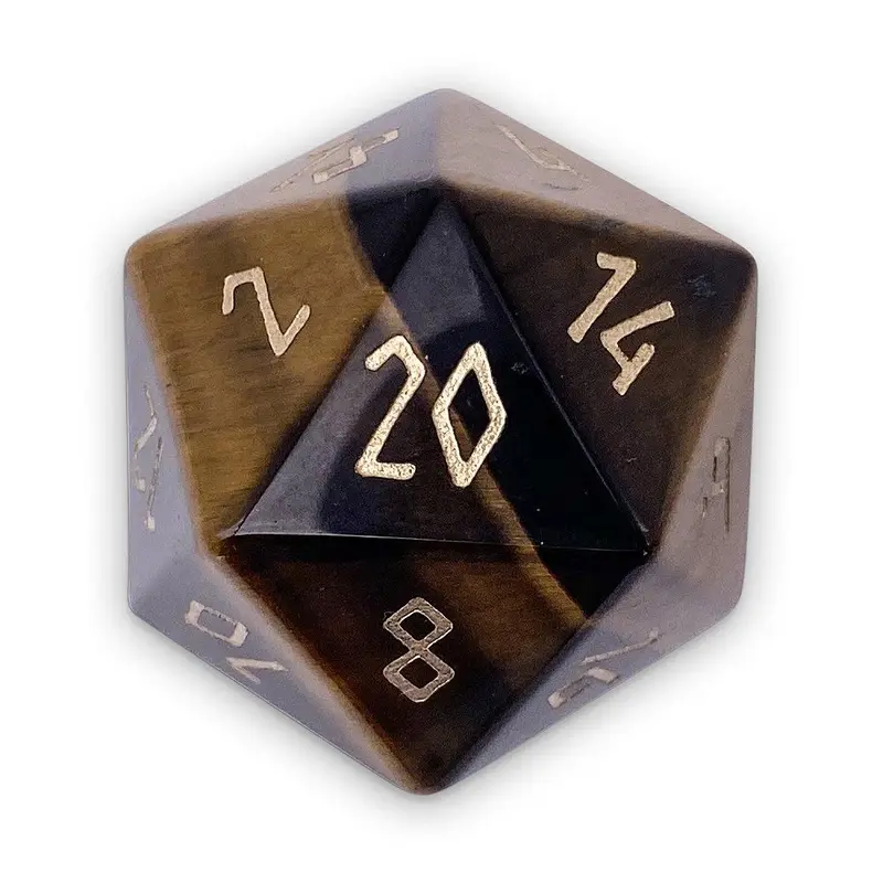 Norse Foundry 30mm Boulder Gemstone D20 - Tiger's Eye