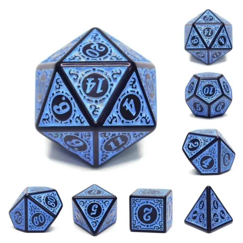 Foam Brain Games 7ct Polyhedral Dice Set - Blue Magic Flame