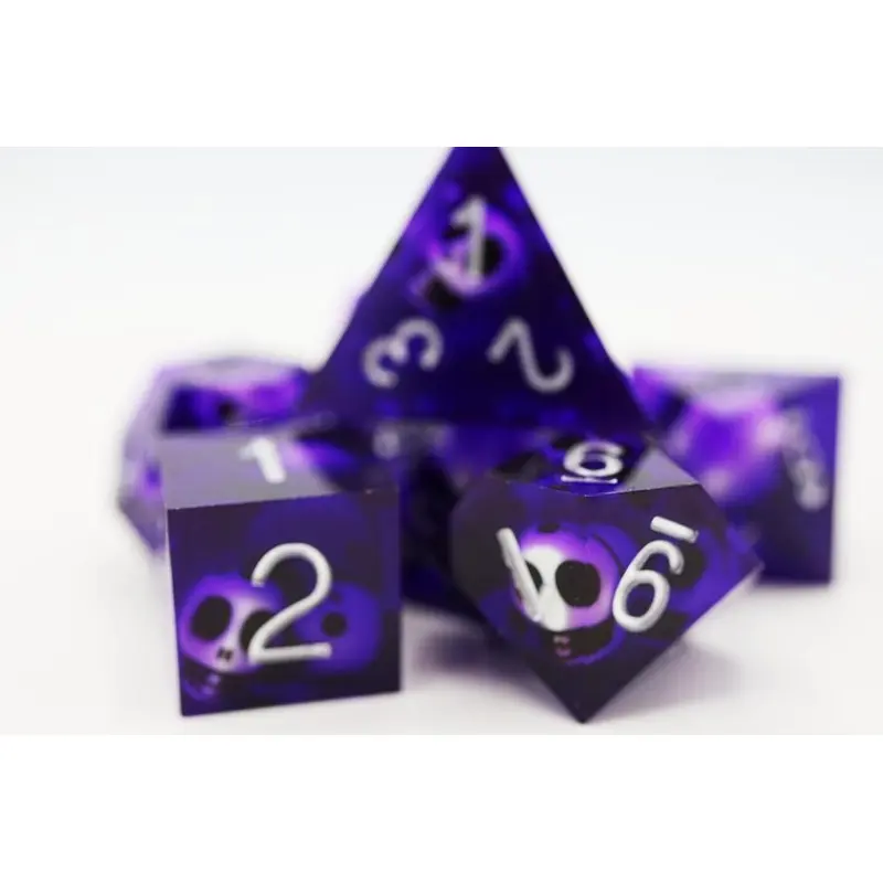Foam Brain Games 7ct Sharp Edge Polyhedral Dice Set - Purple Skull