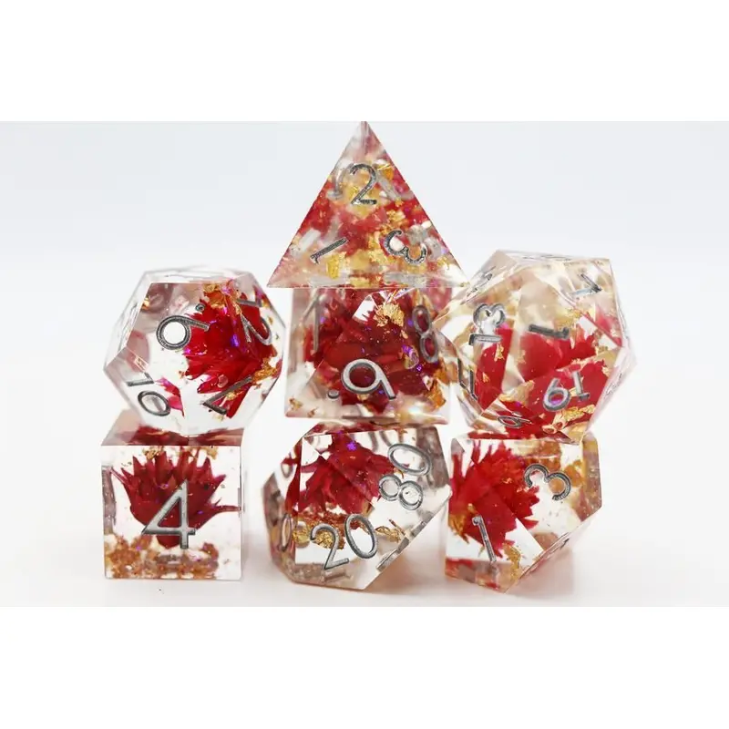 Foam Brain Games 7ct Sharp Edge Polyhedral Dice Set - Red Lotus