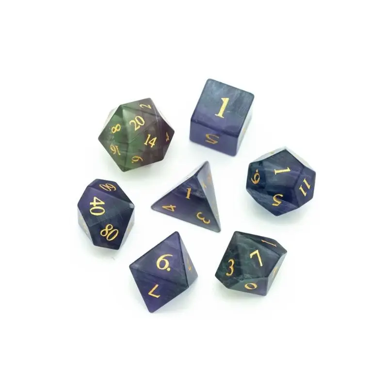 Foam Brain Games Gemstone Natural Fluorite 7ct Polyhedral Dice Set