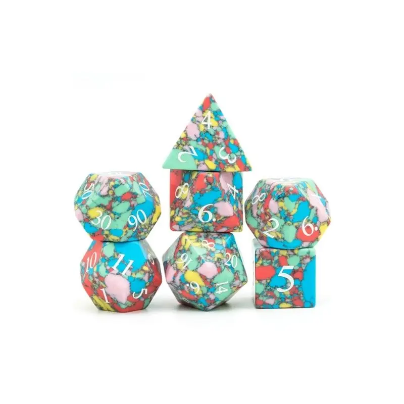 Foam Brain Games Gemstone Textured Turquoise Pop Art 7ct Polyhedral Dice Set