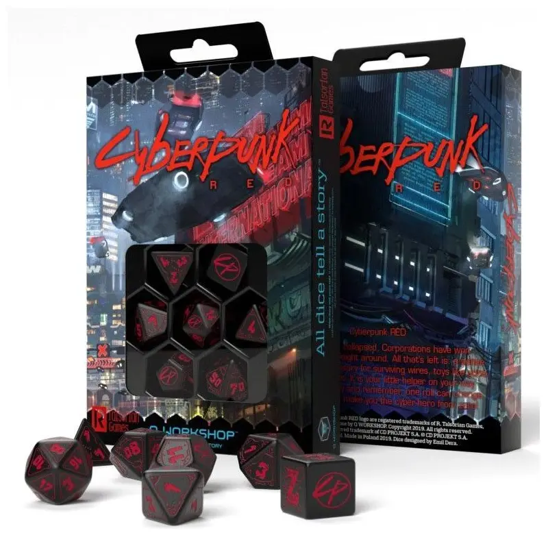 Q-Workshop 7ct Polyhedral Dice Set - Cyberpunk Red