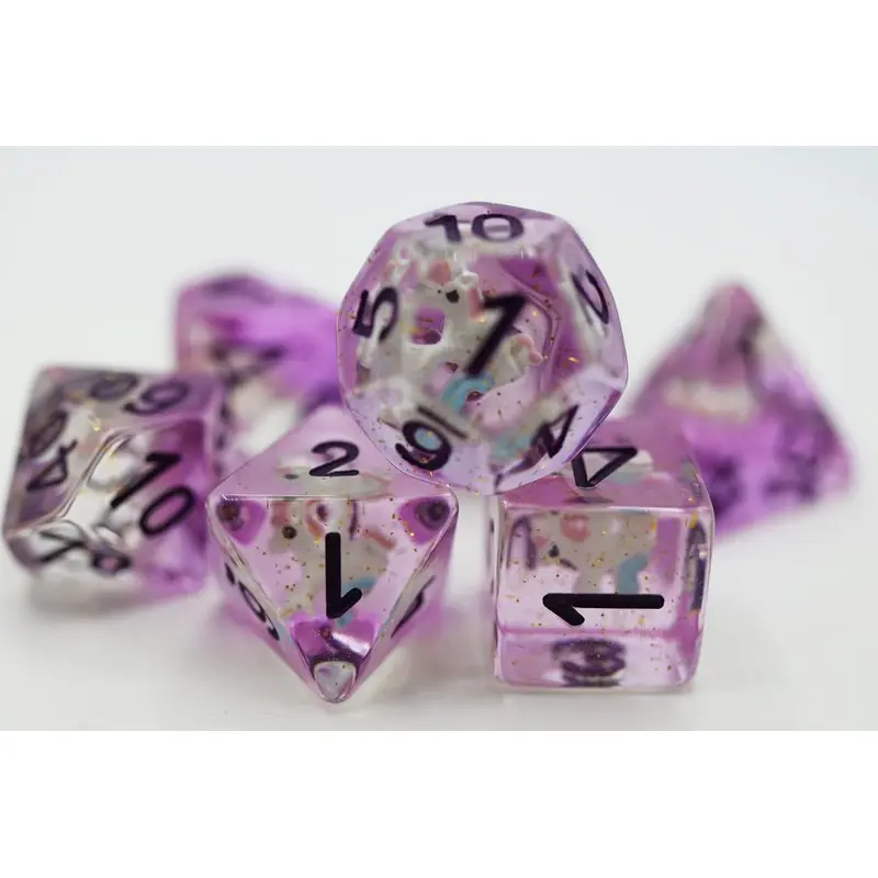 Foam Brain Games 7ct Polyhedral Dice Set - Purple Unicorn