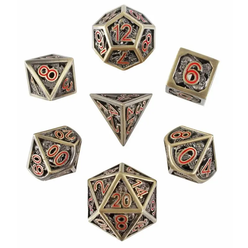 Forged Dice 7ct Hollow Polyhedral Metal Dice Set - Grim Fate