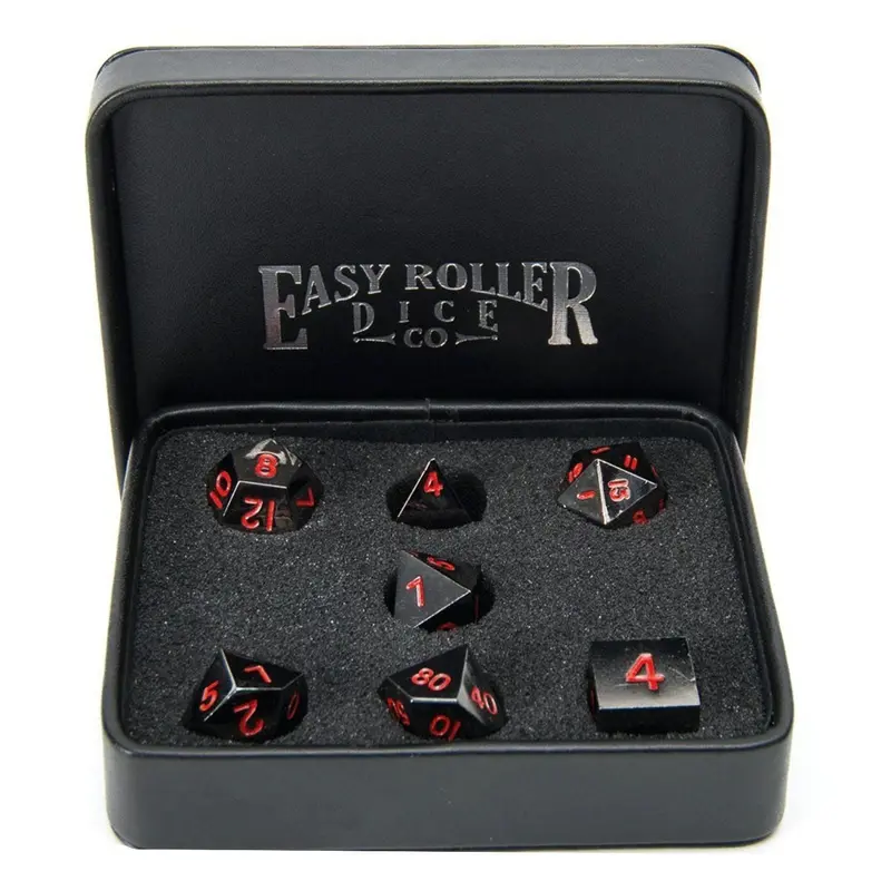 Easy Roller Metal Gunmetal Red 7ct Polyhedral Set