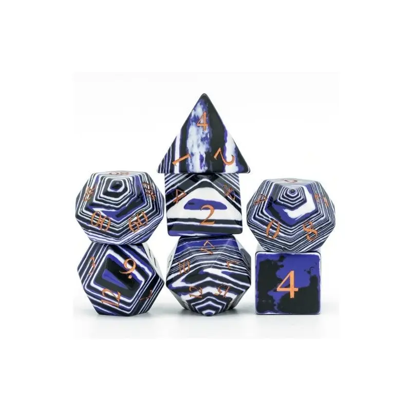 Foam Brain Games 7ct Gemstone Polyhedral Dice Set Textured Turquoise Black & Blue