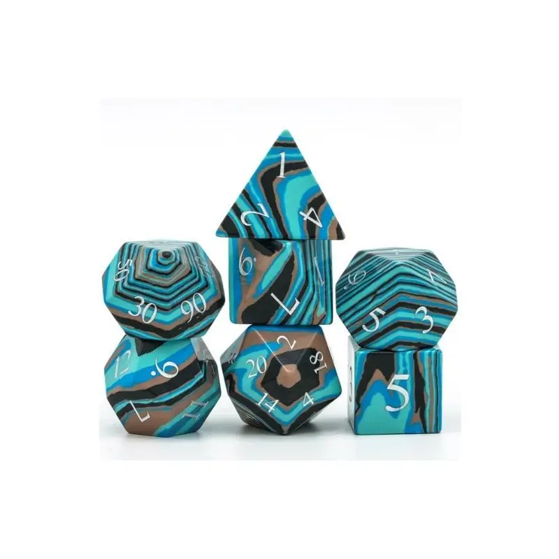 Foam Brain Games 7ct Gemstone Polyhedral Dice Set Textured Turquoise Blue & Brown