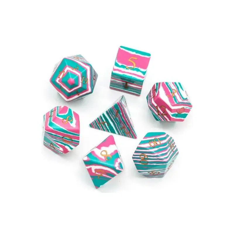 Foam Brain Games 7ct Gemstone Polyhedral Dice Set Textured Turquoise Pink & Teal